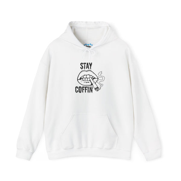 Hoodie — "Stay Coffin" Gothic Lip Graphic Pullover