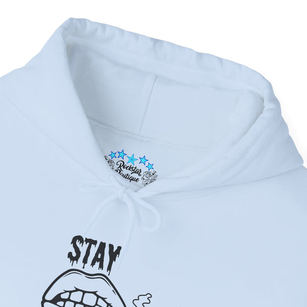 Hoodie — "Stay Coffin" Gothic Lip Graphic Pullover