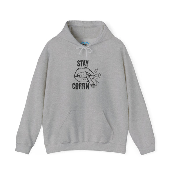 Hoodie — "Stay Coffin" Gothic Lip Graphic Pullover