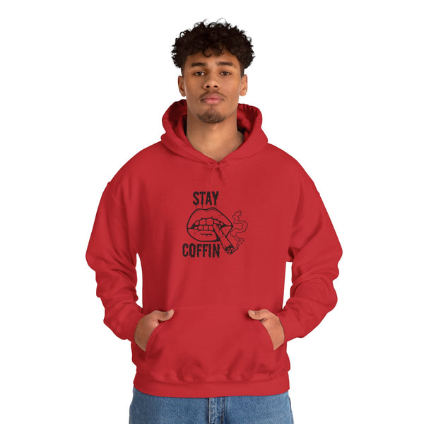 Hoodie — "Stay Coffin" Gothic Lip Graphic Pullover