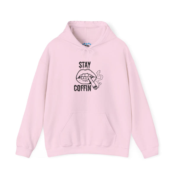 Hoodie — "Stay Coffin" Gothic Lip Graphic Pullover