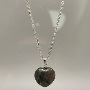 Labradorite Heart Natural Stone Pendent Necklace