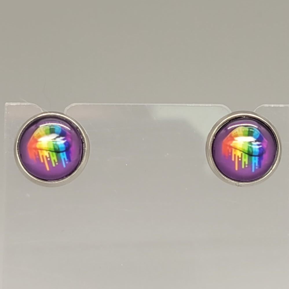 Rainbow Lips Stud Earrings