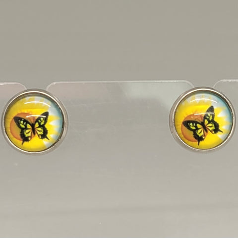 Yellow Butterfly Stud Earrings