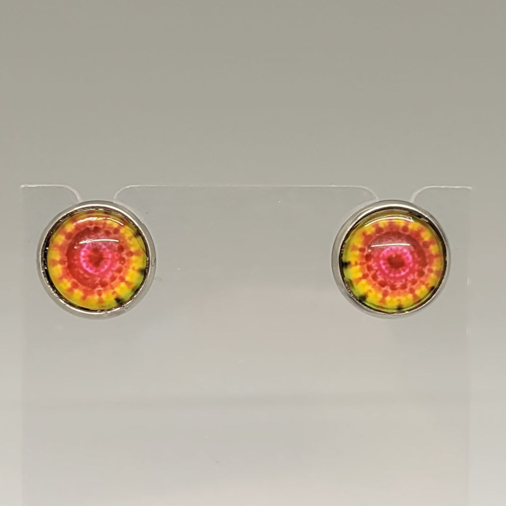 Red & Yellow Tye Dye Stud Earrings