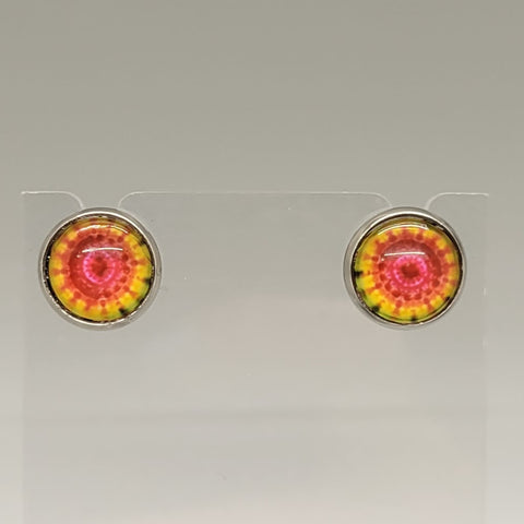 Red & Yellow Tye Dye Stud Earrings