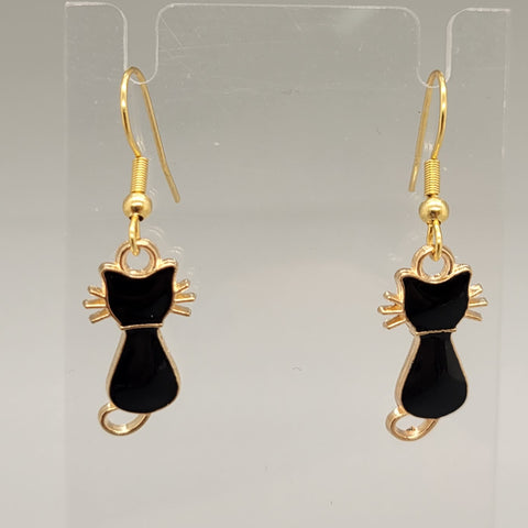 Black Cat Dangle Earrings