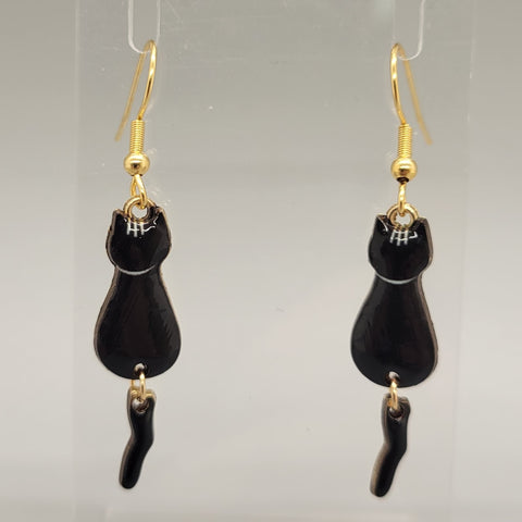 Black Cat Dangle Earrings