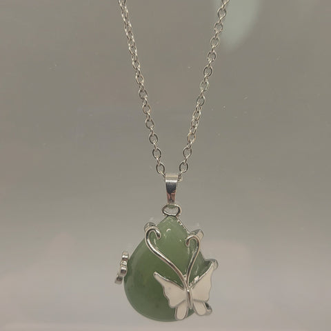 Aventurine With Butterfly Pendent Necklace