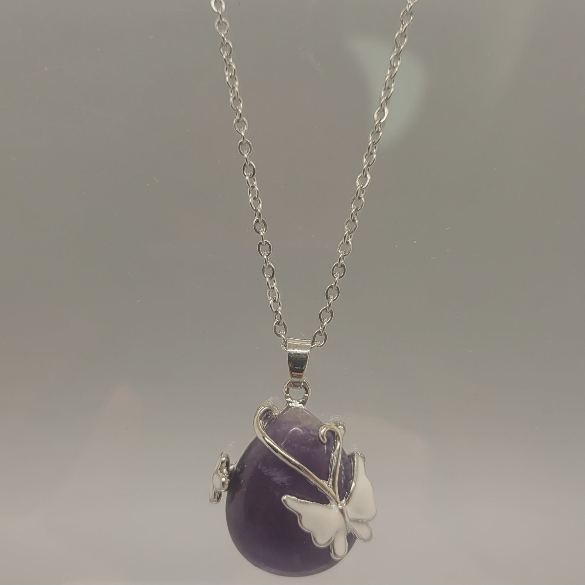 Amethyst With Butterfly Pendent Necklace