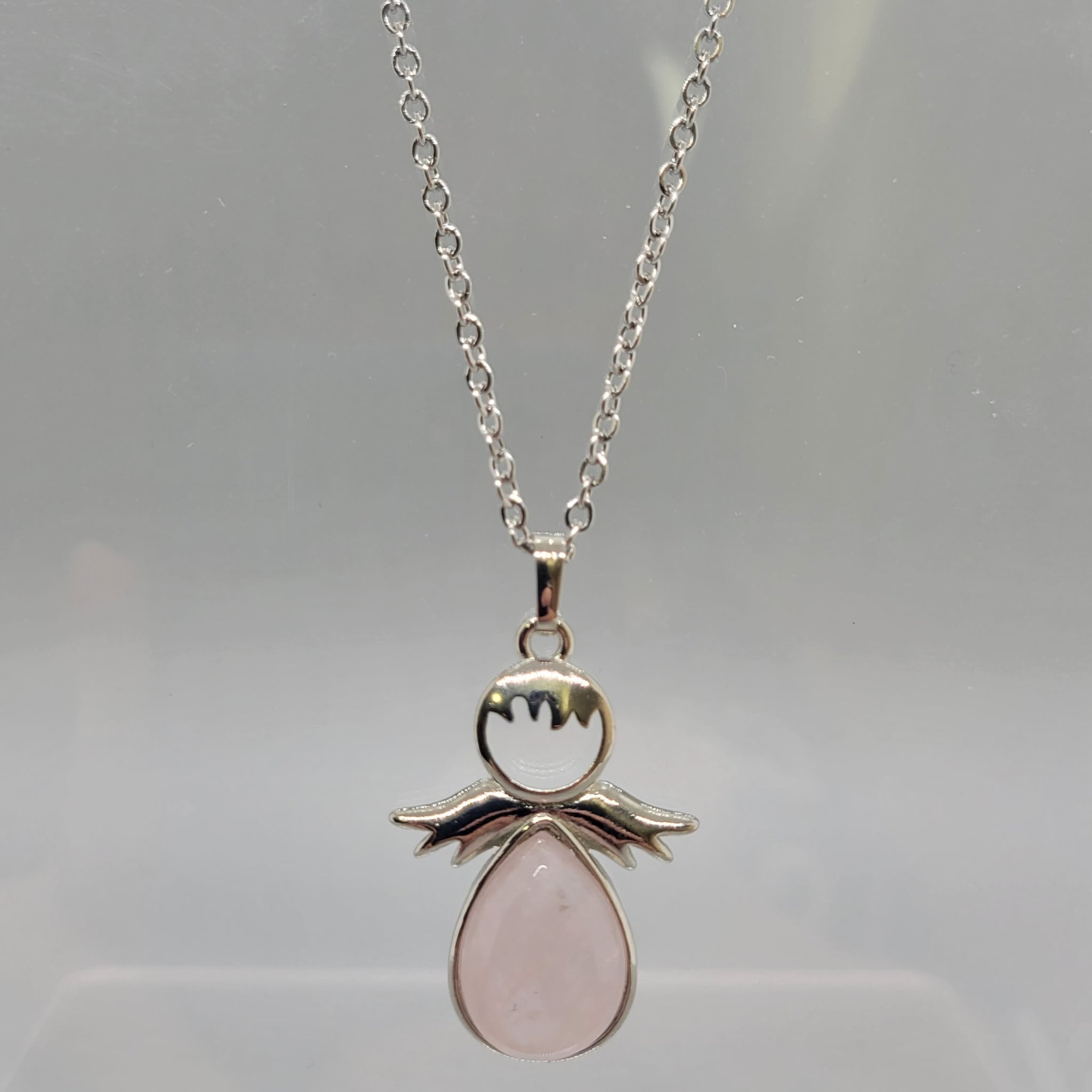 Rose Quartz Angel Pendent Necklace