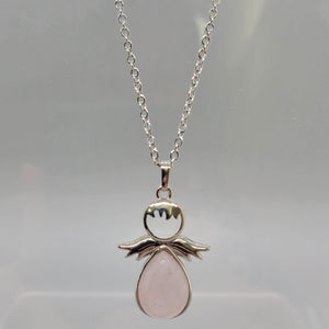 Rose Quartz Angel Pendent Necklace