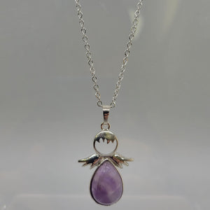 Amethyst Angel Pendent Necklace