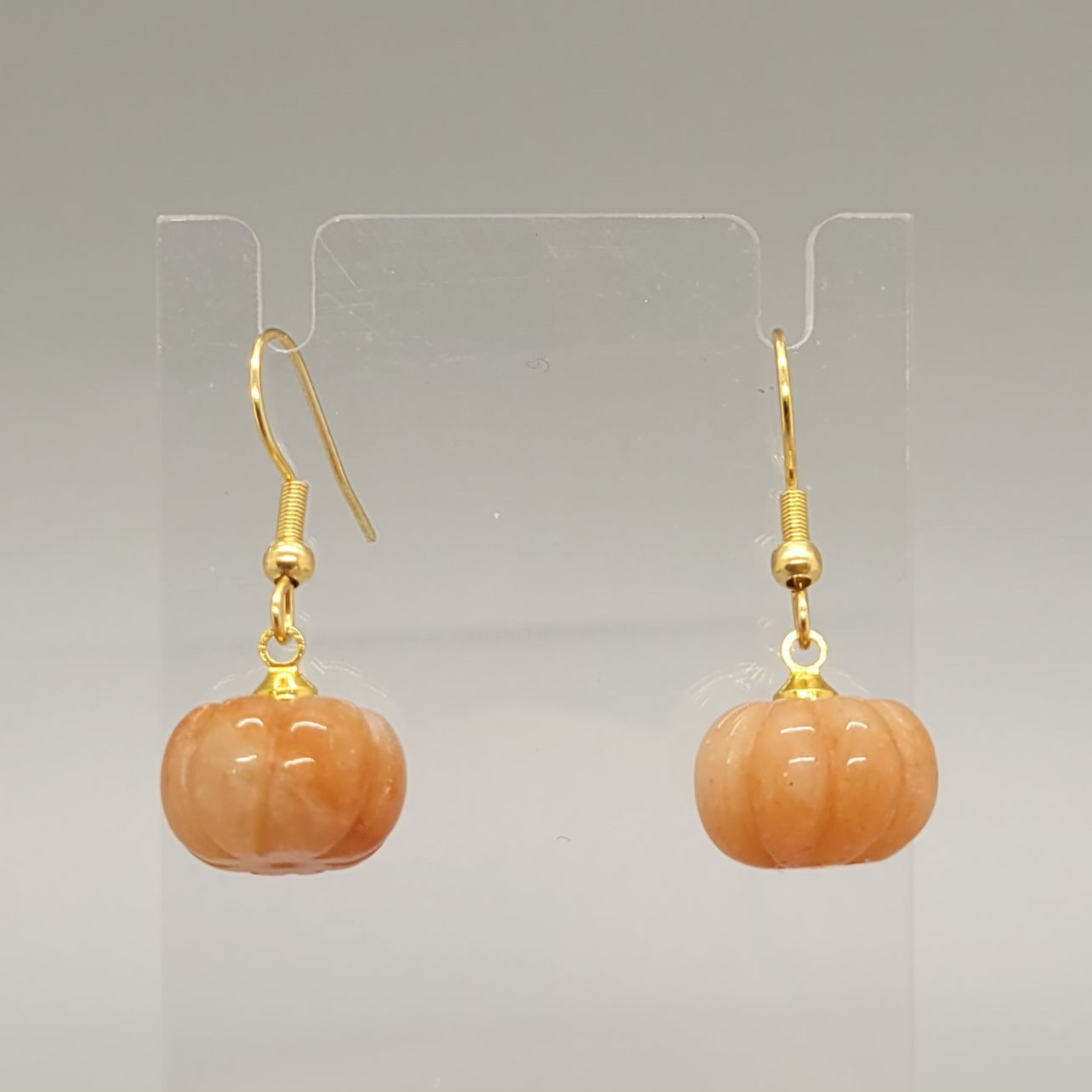 Yellow Jade Pumpkin Dangle Earrings