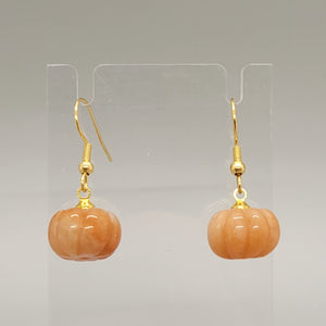 Yellow Jade Pumpkin Dangle Earrings