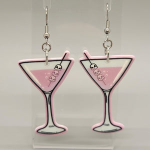 Skull Martini Dangle Earrings