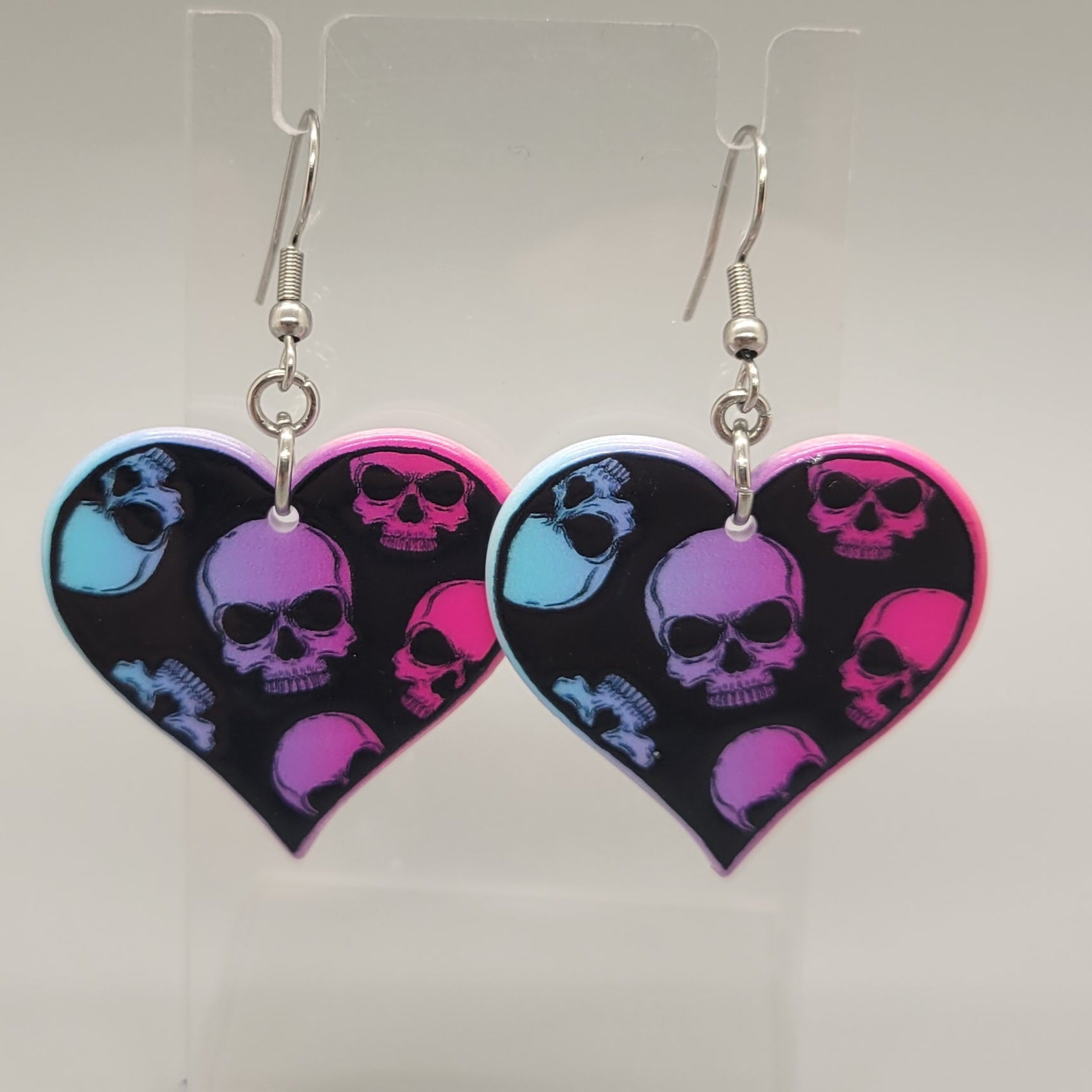 Skull Heart Dangle Earrings