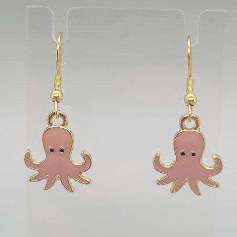 Pink Octopus Dangle Earrings