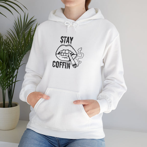 Hoodie — "Stay Coffin" Gothic Lip Graphic Pullover