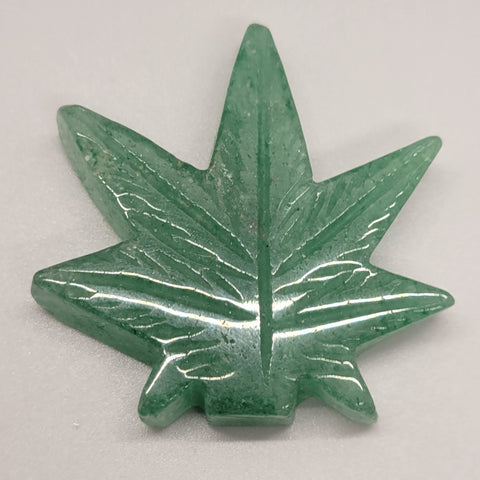 Aventurine Stone Carved Cannabis Leaf