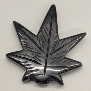 Black Obsidian Cannabis Leaf Carved Stone