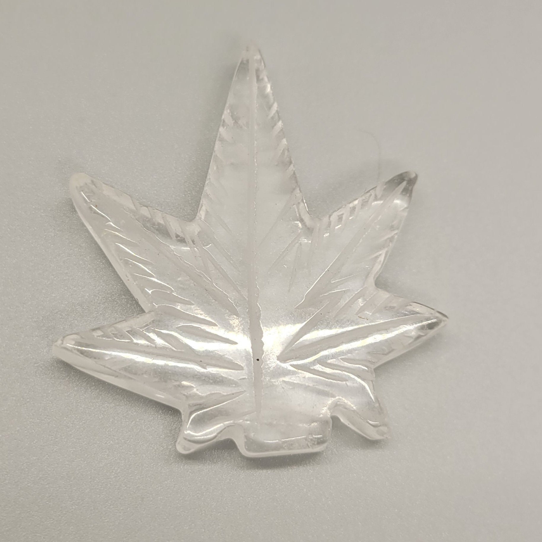 Crystal Clear Quartz Cannabis Leaf Stone Carving