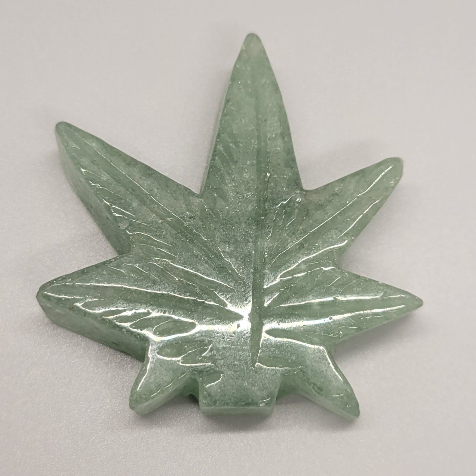 Cannabis Leaf Green Aventurine Crystal Carving Weed Leaf