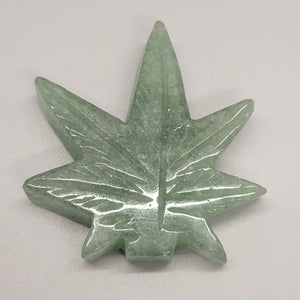 Cannabis Leaf Green Aventurine Crystal Carving Weed Leaf
