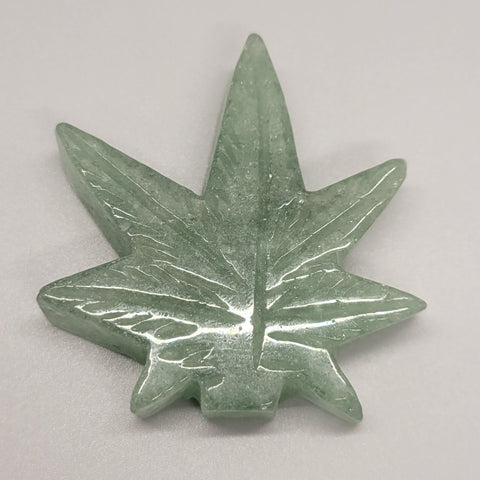 Cannabis Leaf Green Aventurine Crystal Carving Weed Leaf