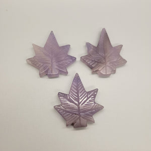 Purple Fluorite Cannabis Leaf Carved Stone