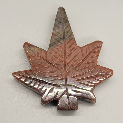Ocean Jasper Cannabis Leaf Stone Carving