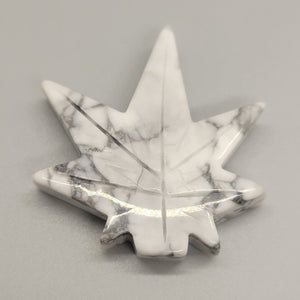 Howlite Crystal Cannabis Leaf Stone Carving