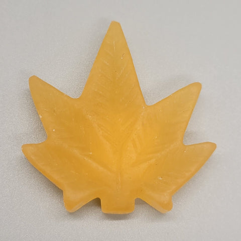 Yellow Calcite Cannabis Leaf Carved Stone