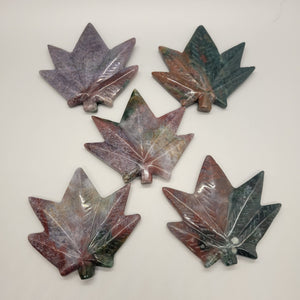 Ocean Jasper Cannabis Leaf Stone Carving