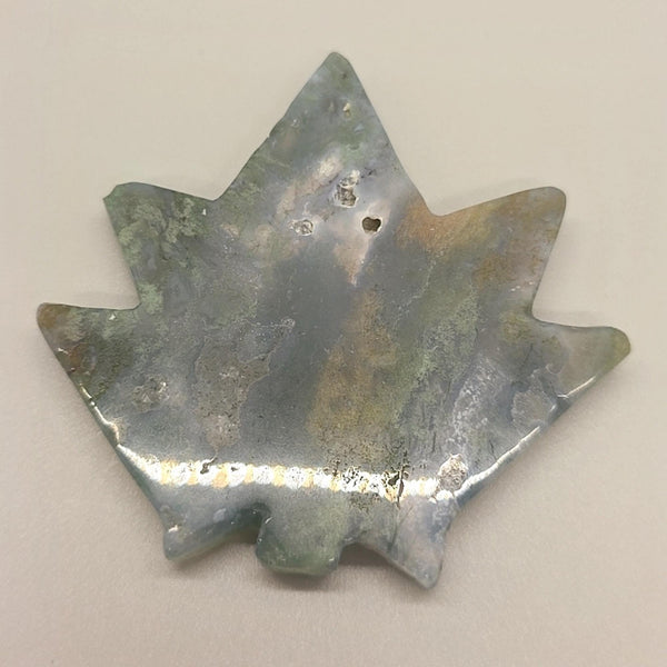 Moss Agate Cannabis Leaf Carving | Pot Leaf Crystal | Weed Gemstone | Green Stone | Boho Nature