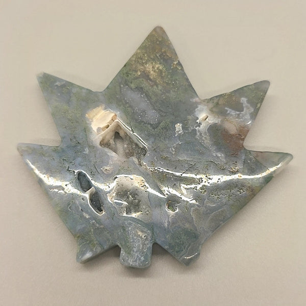 Moss Agate Cannabis Leaf Carving | Pot Leaf Crystal | Weed Gemstone | Green Stone | Boho Nature