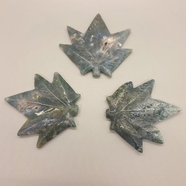 Moss Agate Cannabis Leaf Carving | Pot Leaf Crystal | Weed Gemstone | Green Stone | Boho Nature
