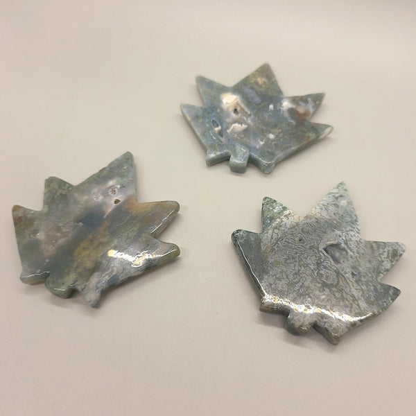 Moss Agate Cannabis Leaf Carving | Pot Leaf Crystal | Weed Gemstone | Green Stone | Boho Nature