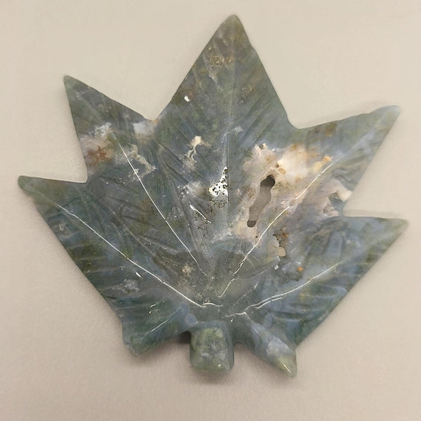 Moss Agate Cannabis Leaf Carving | Pot Leaf Crystal | Weed Gemstone | Green Stone | Boho Nature