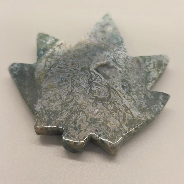 Moss Agate Cannabis Leaf Carving | Pot Leaf Crystal | Weed Gemstone | Green Stone | Boho Nature