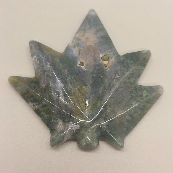 Moss Agate Cannabis Leaf Carving | Pot Leaf Crystal | Weed Gemstone | Green Stone | Boho Nature
