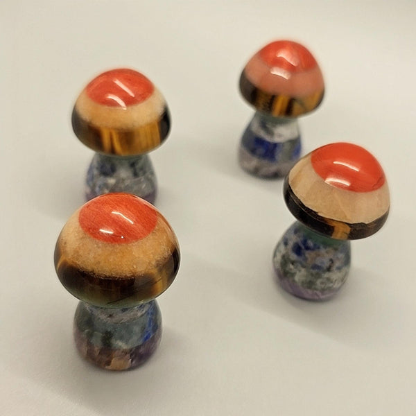 Natural Stone Chakra Mushroom Carving, Carved, Shaped Healing Stones, Balancing Gift