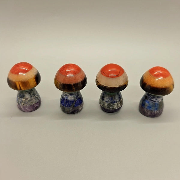 Natural Stone Chakra Mushroom Carving, Carved, Shaped Healing Stones, Balancing Gift