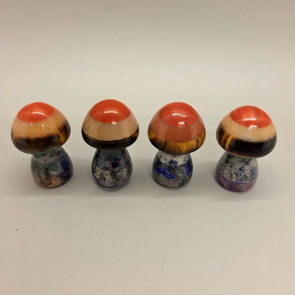 Natural Stone Chakra Mushroom Carving, Carved, Shaped Healing Stones, Balancing Gift