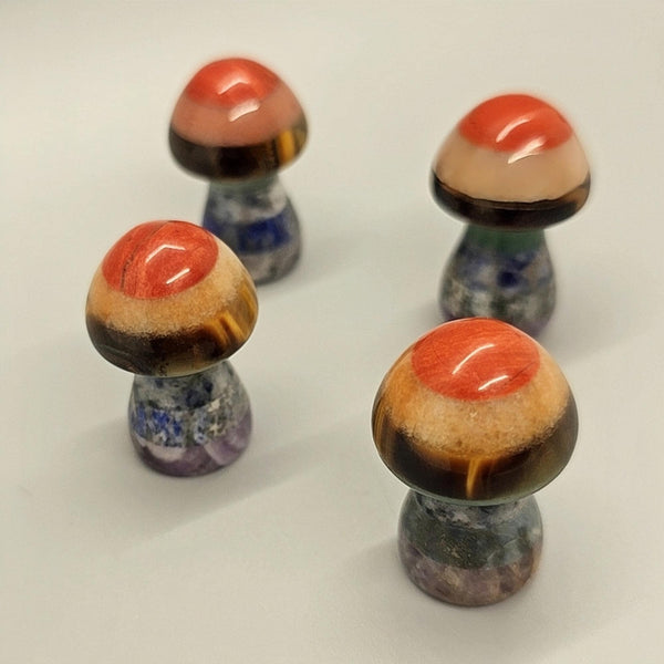 Natural Stone Chakra Mushroom Carving, Carved, Shaped Healing Stones, Balancing Gift