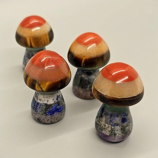 Natural Stone Chakra Mushroom Carving, Carved, Shaped Healing Stones, Balancing Gift