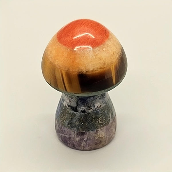 Natural Stone Chakra Mushroom Carving, Carved, Shaped Healing Stones, Balancing Gift