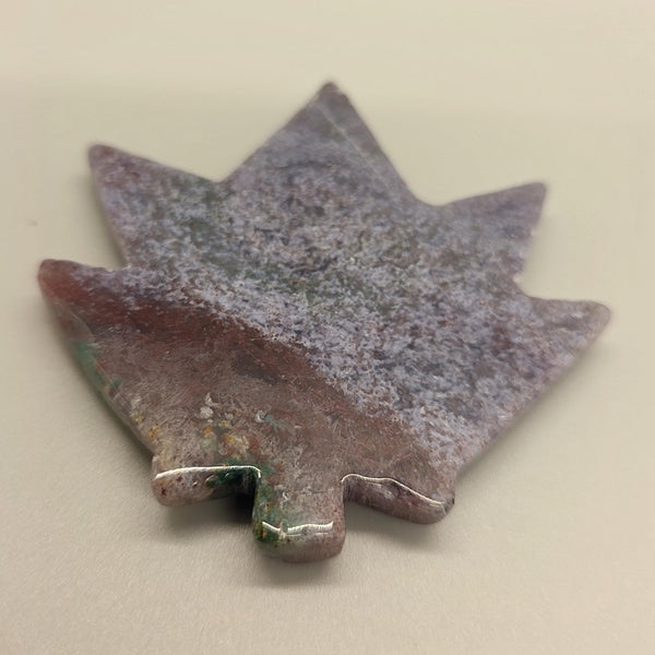 Carved Ocean Jasper Pot Leaf | Weed Crystal , Calming & Emotional Healing Gemstone Art