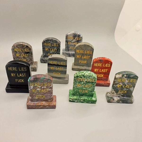 Carved Tombstone, Natural Stone Gravestone, Engraved Headstone, Gothic Cemetery, Grave Marker, Dark Humor Sculpture