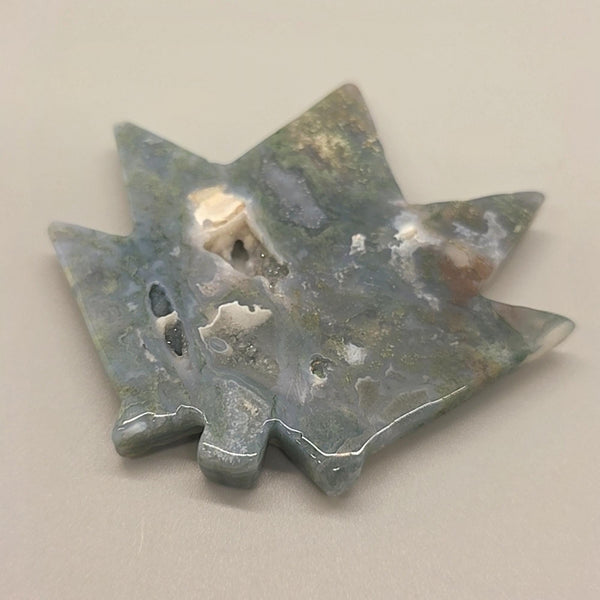 Moss Agate Cannabis Leaf Carving | Pot Leaf Crystal | Weed Gemstone | Green Stone | Boho Nature